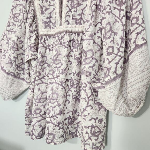 Cleobella Boho Peasant Blouse Paisley Flowy, S - Picture 7 of 9